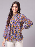 Janasya Multi Gathered Georgette Top | Grocsy
