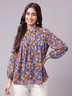Janasya Multi Gathered Georgette Top | Grocsy