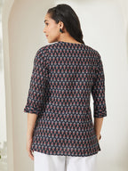Janasya Black A-Line Cotton Top | Grocsy
