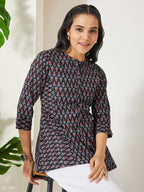 Janasya Black A-Line Cotton Top | Grocsy