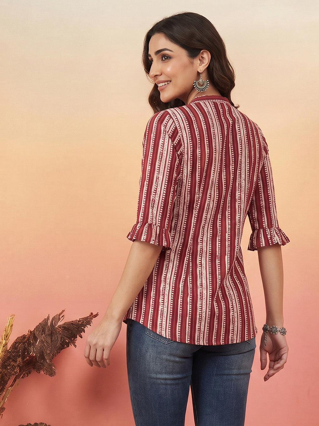 Janasya Multi A-Line Cotton Top | Grocsy