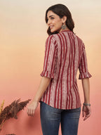 Janasya Multi A-Line Cotton Top | Grocsy