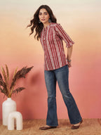 Janasya Multi A-Line Cotton Top | Grocsy