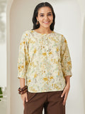 Janasya Light Yellow A-Line Cotton Top | Grocsy