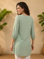 Janasya Mint Straight Rayon Tunic | Grocsy
