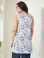 Janasya White A-Line Cotton Tunic | Grocsy