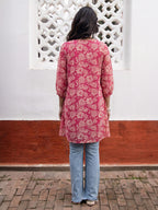 Janasya Pink A-Line Georgette Tunic | Grocsy