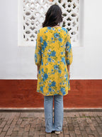 Janasya Yellow A-Line Georgette Tunic | Grocsy