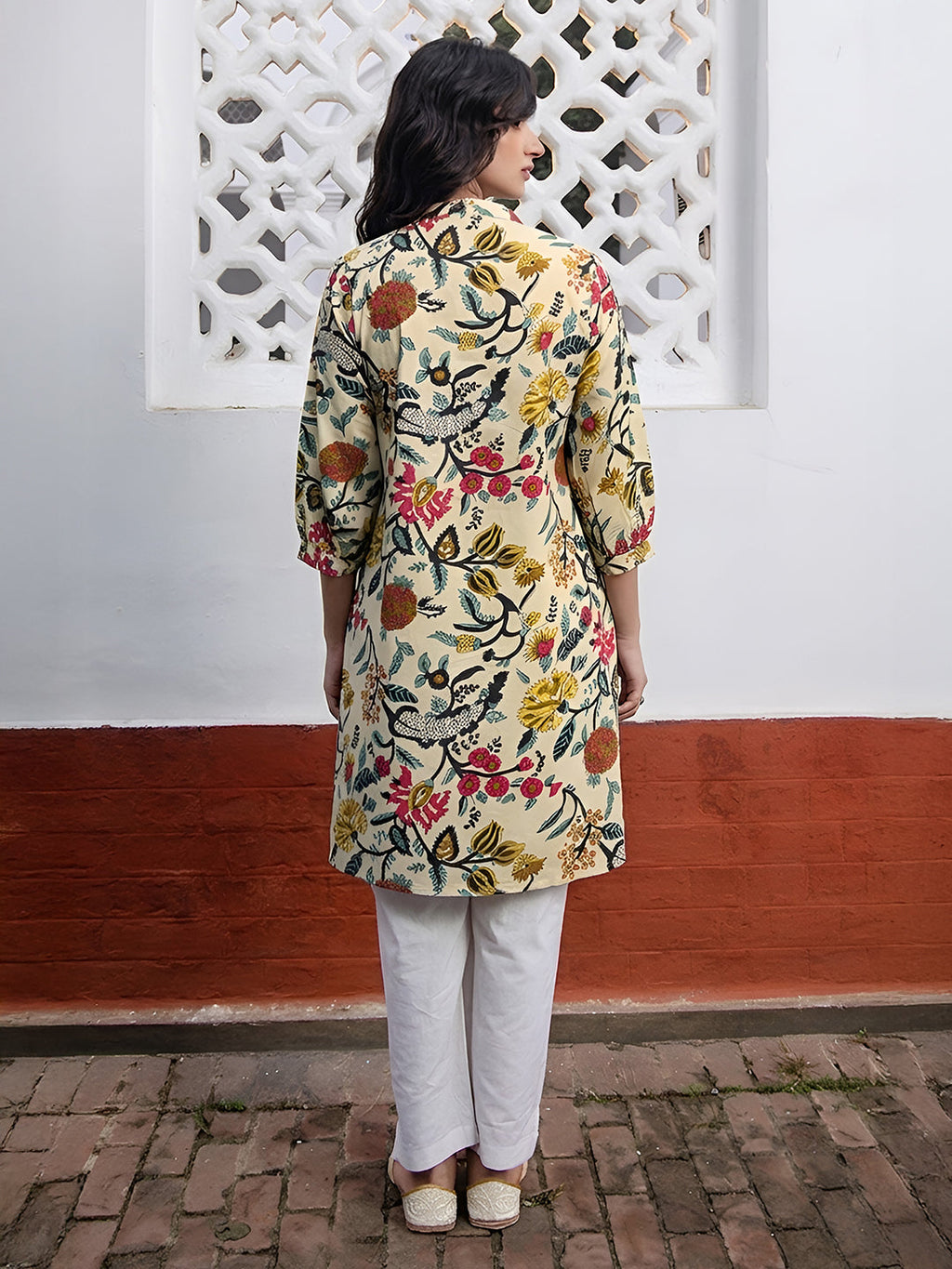 Janasya Beige A-Line Cotton Tunic | Grocsy
