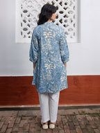 Janasya Sky Blue A-Line Cotton Tunic | Grocsy