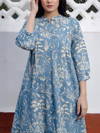 Janasya Sky Blue A-Line Cotton Tunic | Grocsy