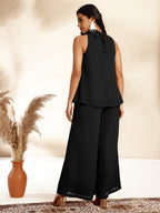 Janasya Black Dobby Chiffon Self Design Co-Ords | Grocsy