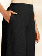 Janasya Black Dobby Chiffon Self Design Co-Ords | Grocsy