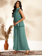 Janasya Sage Dobby Chiffon Self Design Co-Ords | Grocsy