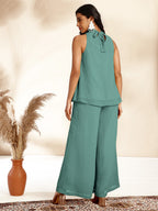 Janasya Sage Dobby Chiffon Self Design Co-Ords | Grocsy