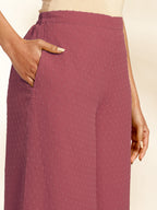 Janasya Coral Dobby Chiffon Self Design Co-Ords | Grocsy