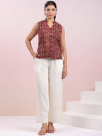 Janasya Straight Cambric Beige Jacket | Grocsy