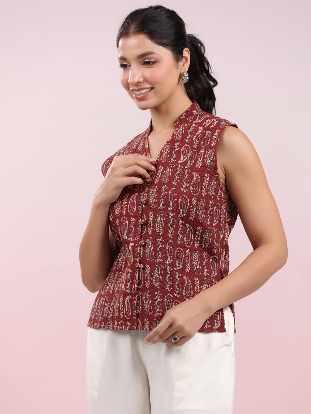 Janasya Straight Cambric Beige Jacket | Grocsy