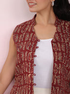 Janasya Straight Cambric Beige Jacket | Grocsy