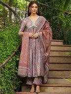 Janasya Grey Chiffon Ethnic Motifs Set | Grocsy