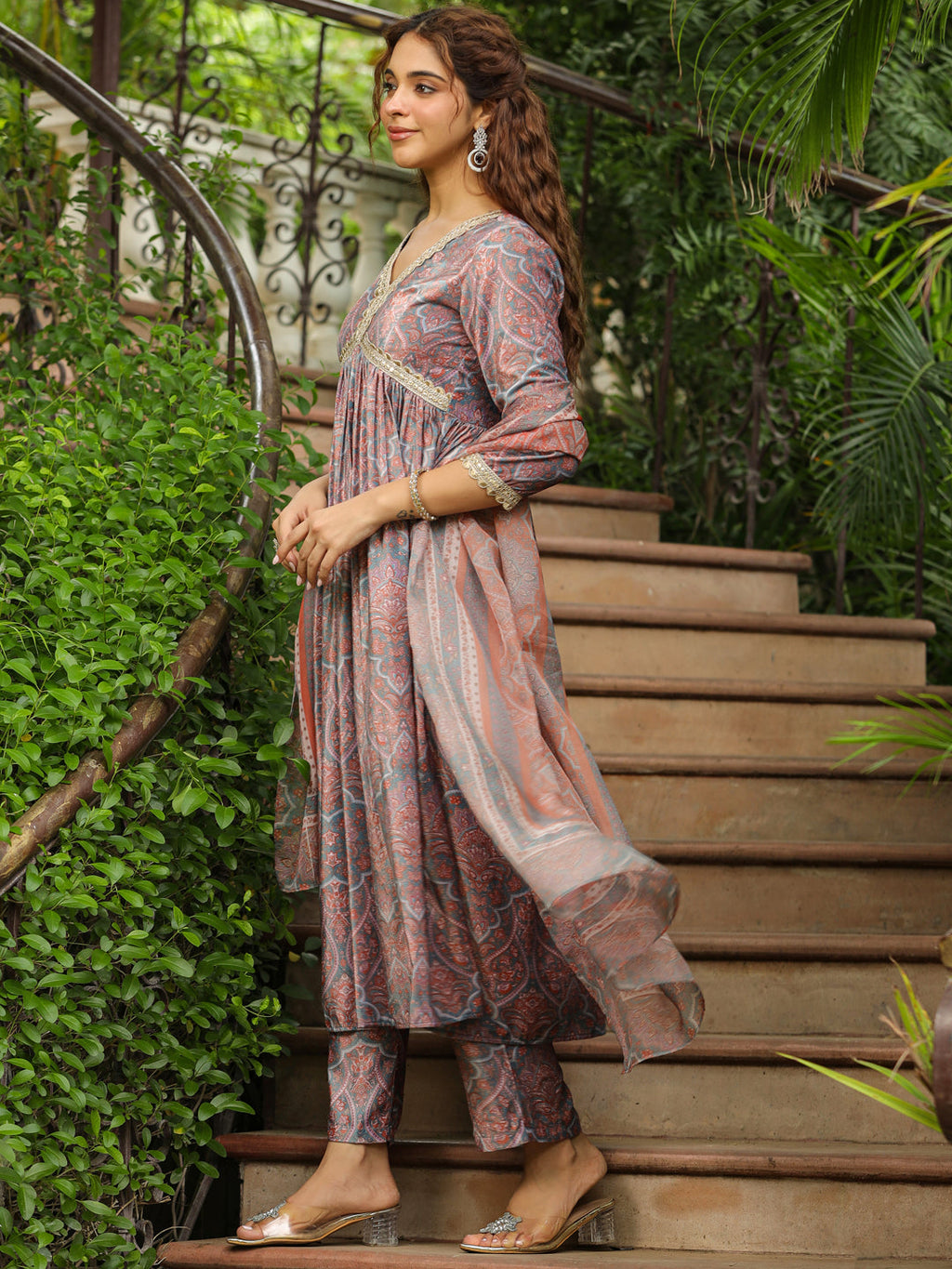 Janasya Grey Chiffon Ethnic Motifs Set | Grocsy
