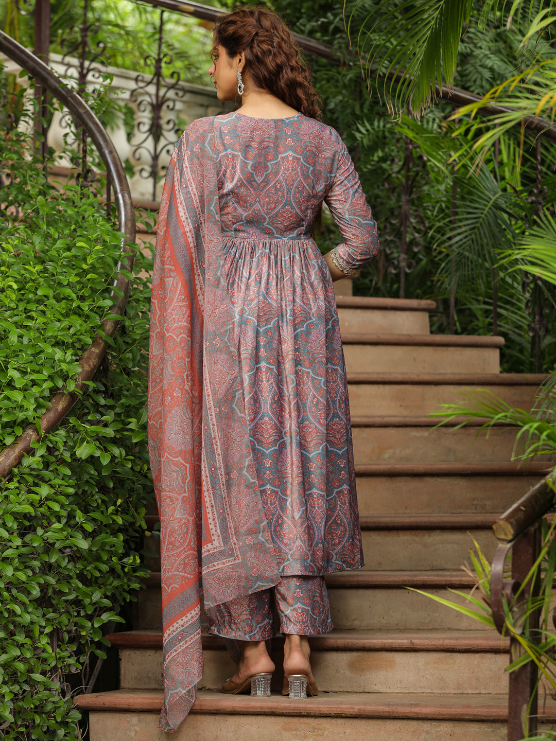 Janasya Grey Chiffon Ethnic Motifs Set | Grocsy