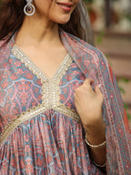 Janasya Grey Chiffon Ethnic Motifs Set | Grocsy