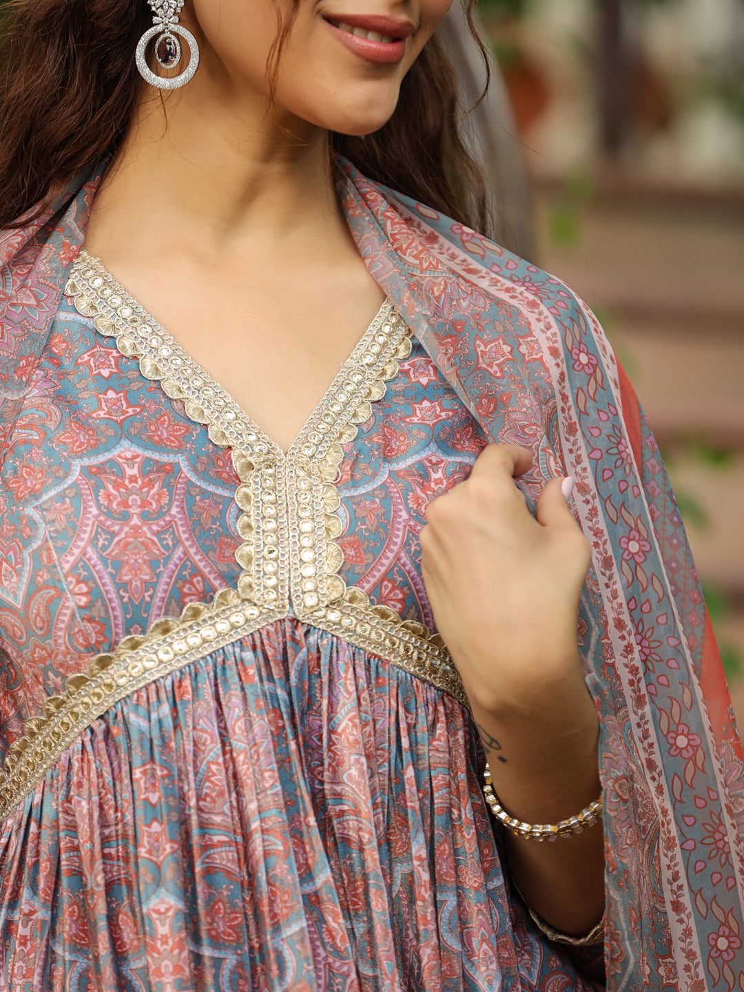 Janasya Grey Chiffon Ethnic Motifs Set | Grocsy