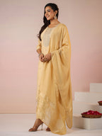 Janasya Light Chanderi Embroidered Straight Kurta Set | Grocsy