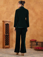 Janasya Green Velvet Solid Top,Bottom & Jacket | Grocsy
