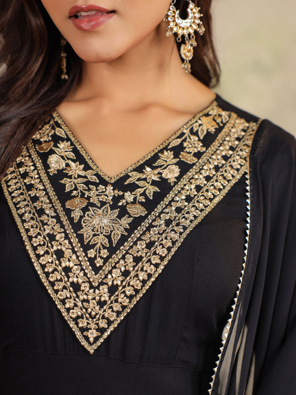 Janasya Dark Rayon Embroidered Anarkali Kurta Set | Grocsy