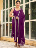 Janasya Dark Rayon Foil Print Straight Kurta Set | Grocsy