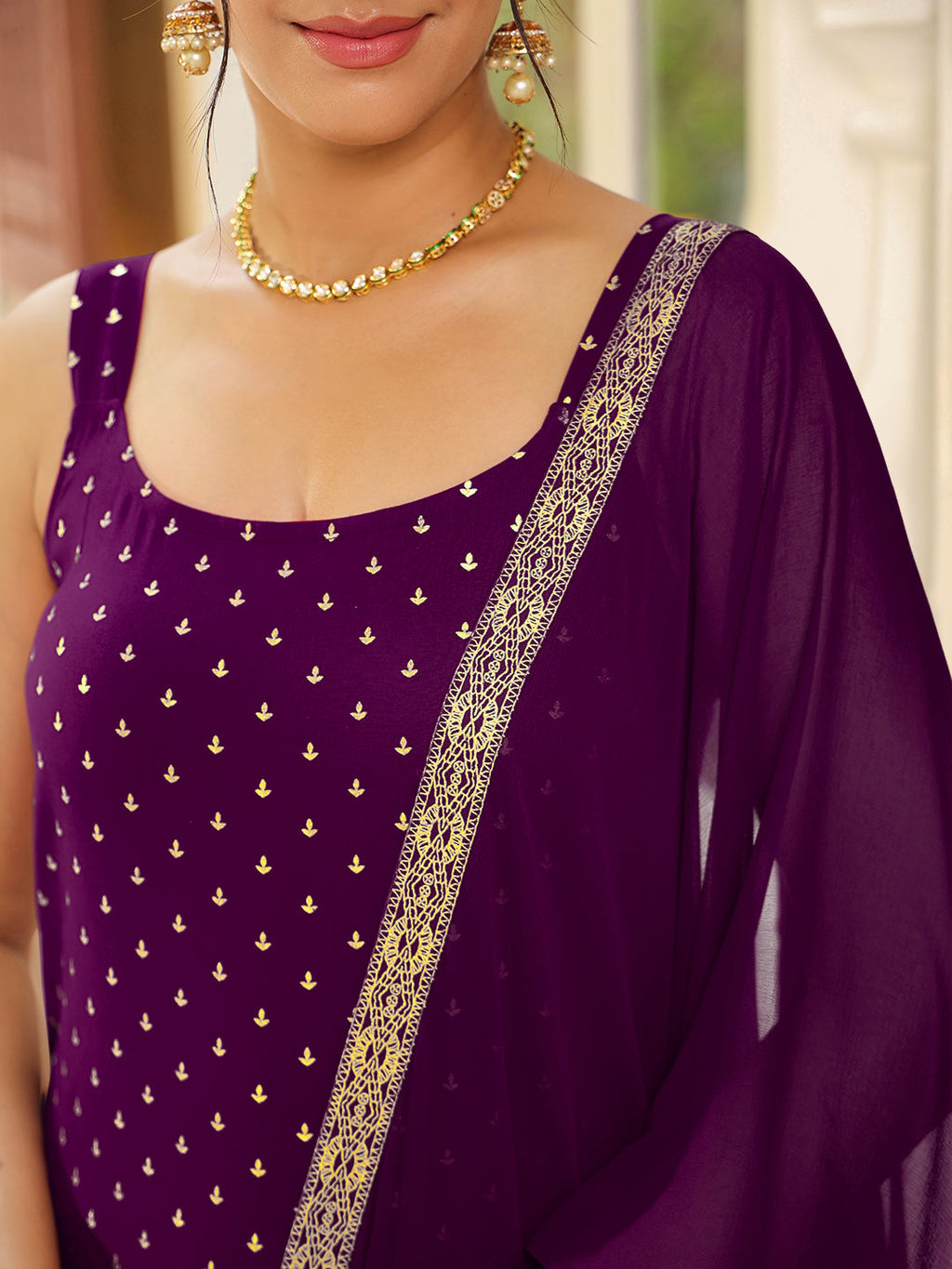 Janasya Dark Rayon Foil Print Straight Kurta Set | Grocsy