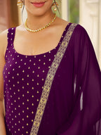 Janasya Dark Rayon Foil Print Straight Kurta Set | Grocsy