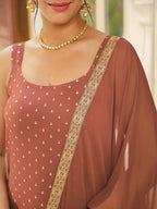 Janasya Dark Rayon Foil Print Straight Kurta Set | Grocsy