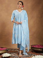 Janasya Light Rayon Ethnic Motifs A-Line Kurta Set | Grocsy