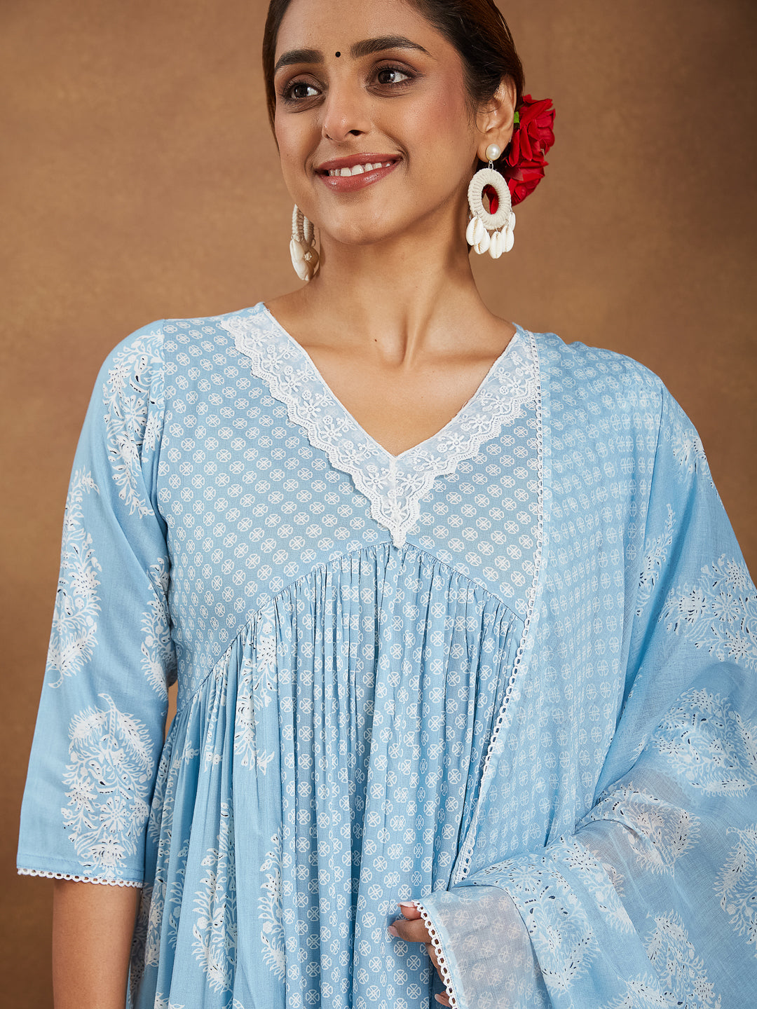 Janasya Light Rayon Ethnic Motifs A-Line Kurta Set | Grocsy