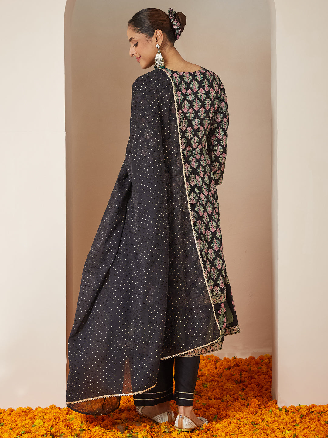 Janasya Dark Rayon Ethnic Motifs A-Line Kurta Set | Grocsy