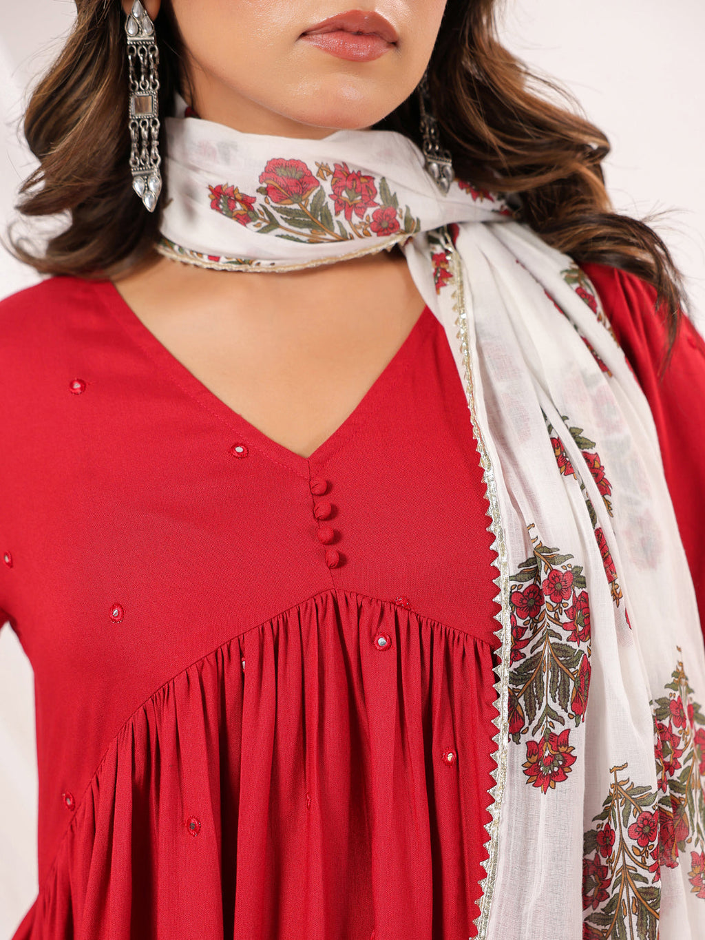 Janasya Dark Rayon Embellished A-Line Kurta Set | Grocsy