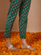 Janasya Bright Cotton Floral Anarkali Kurta Set | Grocsy