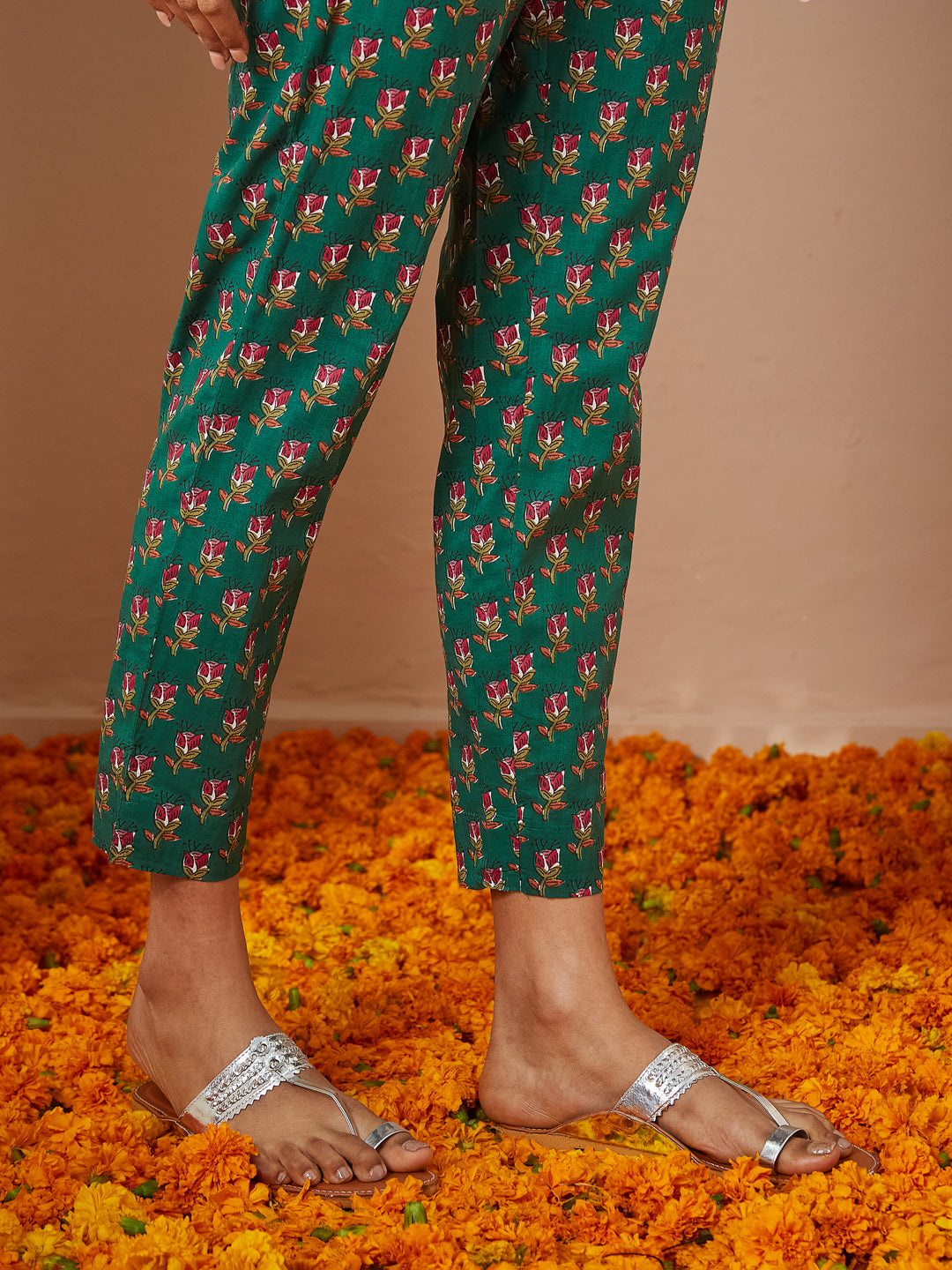 Janasya Bright Cotton Floral Anarkali Kurta Set | Grocsy