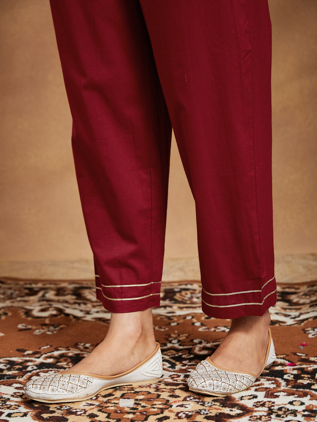 Janasya Dark Cotton Ethnic Motifs Straight Kurta Set | Grocsy