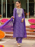 Janasya Purple Straight Rayon Blend Kurta,Bottom & Dupatta | Grocsy