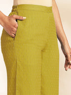 Janasya Light Dobby Chiffon Self Design Peplum Top & Bottom Set | Grocsy