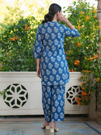 Janasya Dark Cotton Batik Straight Top & Bottom Set | Grocsy