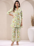 Janasya Light Cotton Floral Straight Top & Bottom Set | Grocsy