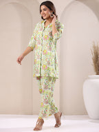 Janasya Light Cotton Floral Straight Top & Bottom Set | Grocsy