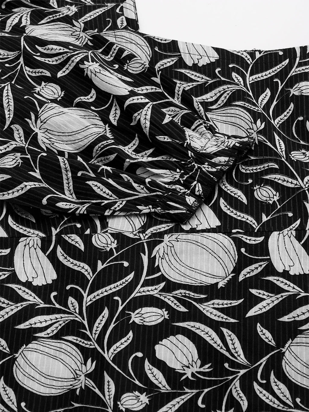 Janasya Dark Cotton Floral A-Line Dress | Grocsy