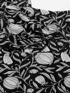 Janasya Dark Cotton Floral A-Line Dress | Grocsy