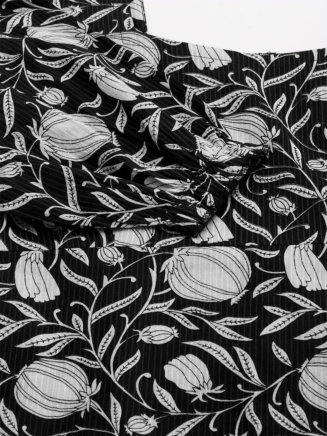 Janasya Dark Cotton Floral A-Line Dress | Grocsy